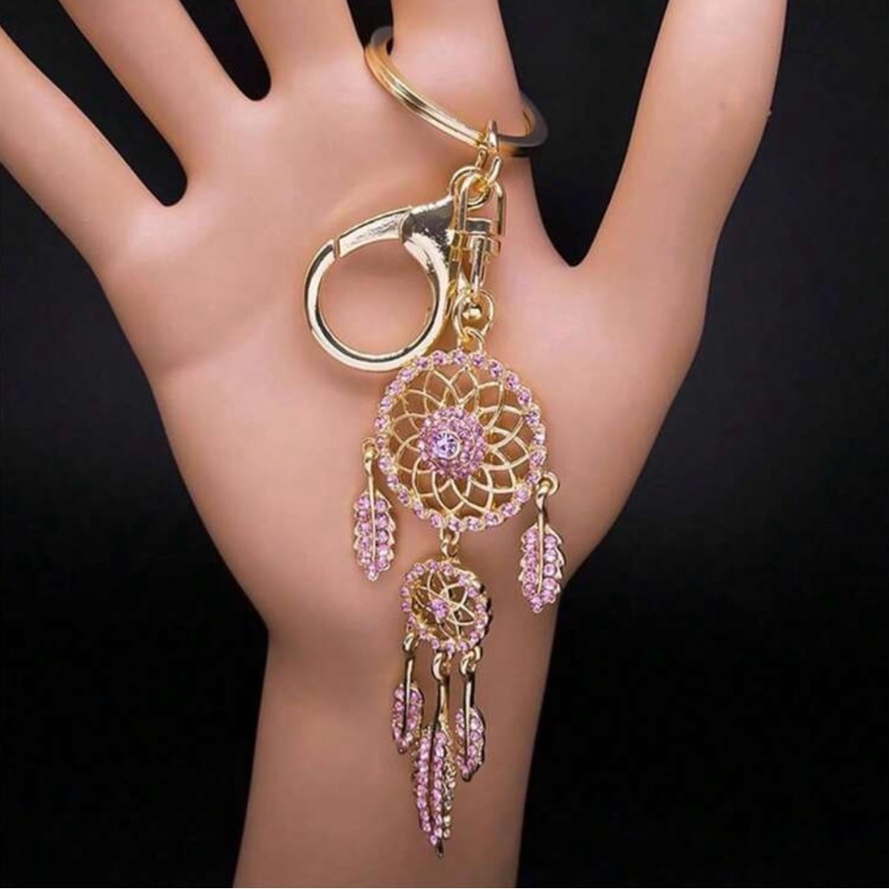 Gold and Pink Dreamcatcher Bag Charm/Keychain! - Picture 1 of 1
